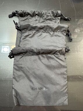 CHANEL Black Drawstring Pouches Trio free samples bags small accessories pouch